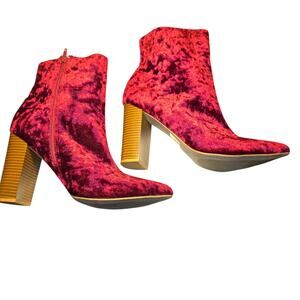 Wild Diva 10 Red Velvet Women's Ankle Boots Shoes 4 Inch Heel